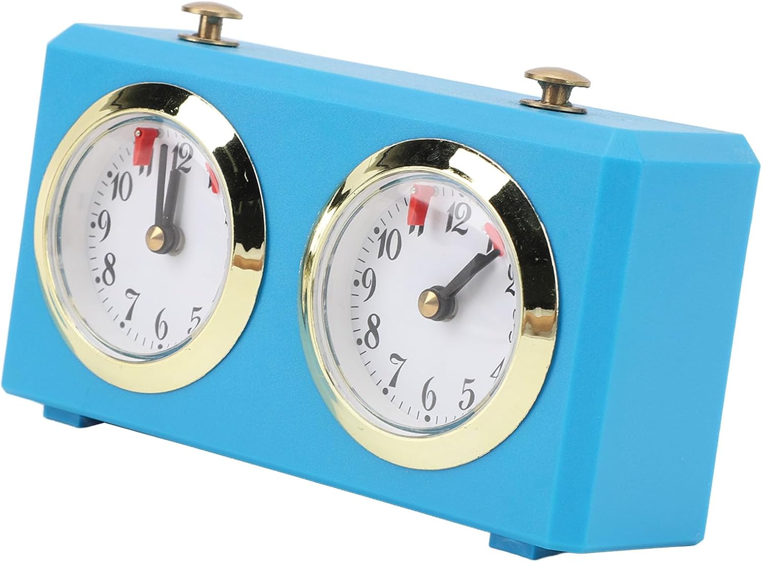 Wind Up Analog Chess Clock Portable Mechanical Chess Timer, Large Dials for Enthusiasts, Suitable for Various Occasions, ABS and Iron Material (Light Blue)