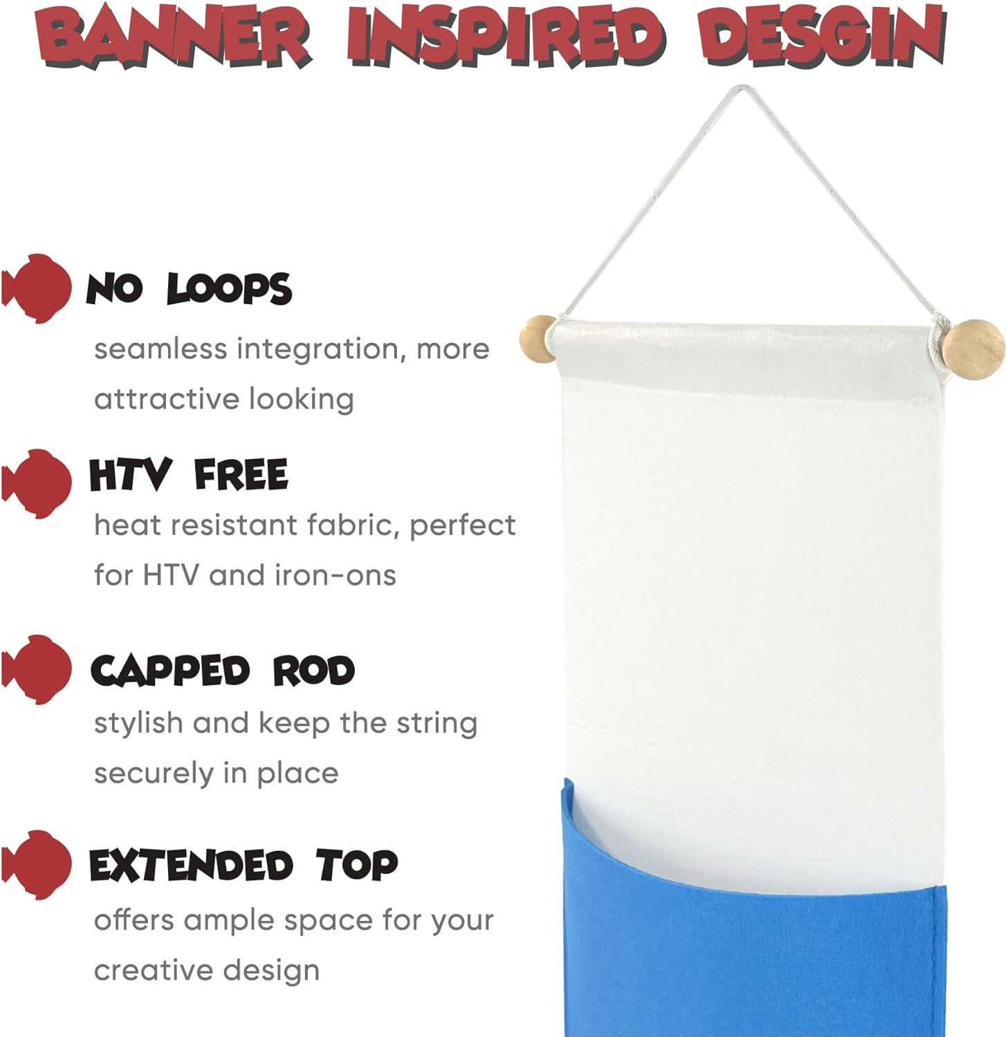 RUNROLE 8 Inch Felt Fish Extender - 2 Deep Pockets, Narrow Width to Right Fit The Cabin Door, HTV Friendly, Easily Customize, 2026&2027 FE for Gift Exchanges and Pixie Dust, Cruise Essentials - Image 4