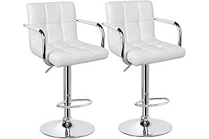 Yaheetech Modern Square PU Leather Adjustable Bar Stool Set with Back and Arms,