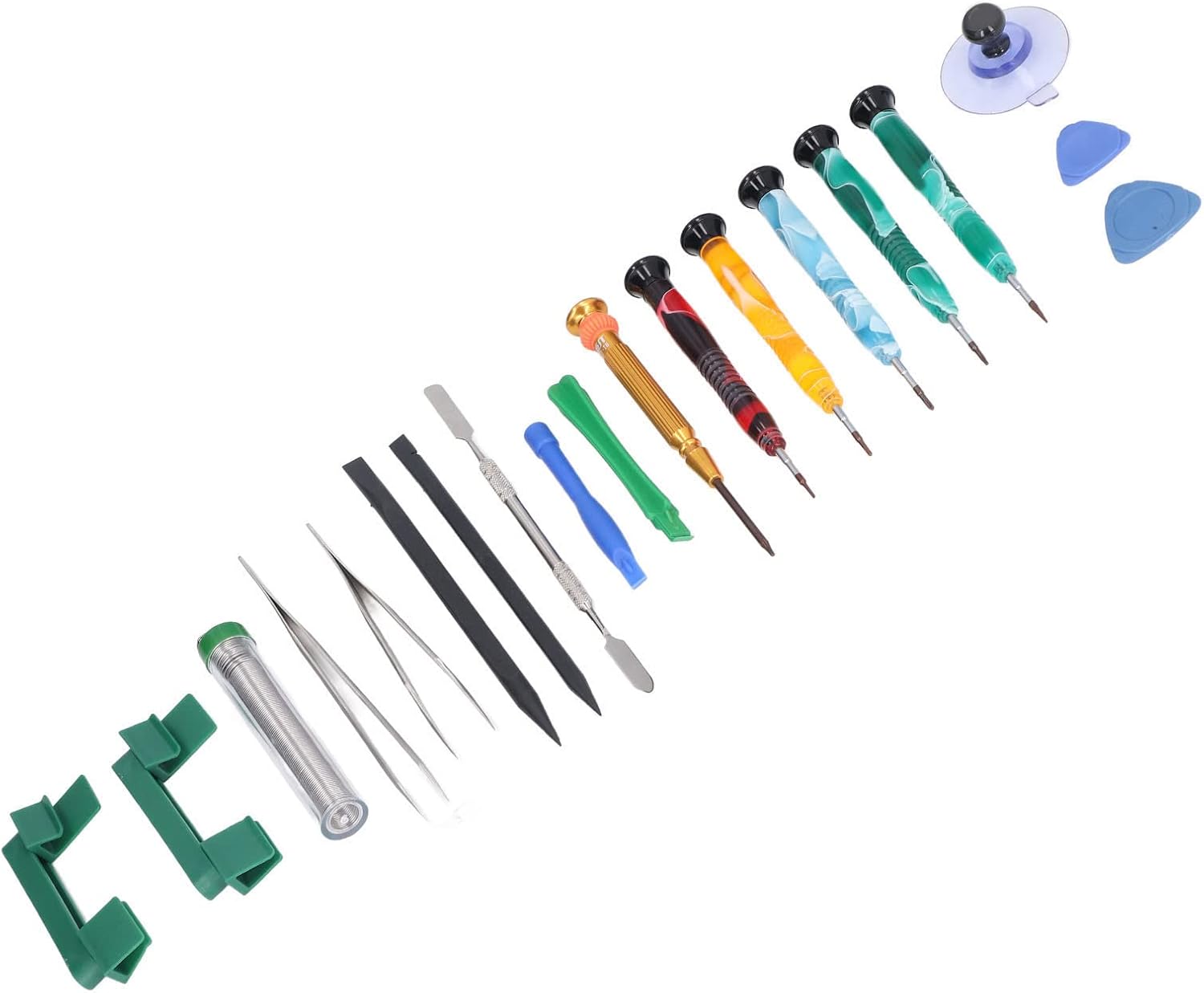 Electronics Opening Pry Tool Kit, Complete Screwdriver Set for Cell Phones Laptops Tablets Repair, with Folding Storage Box, Includes Suction Cup, Picks, Spudgers and More
