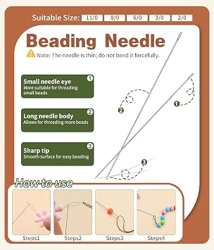 86 Pcs Beading Needle 6 Sizes Big Eye Beading Needles for Seed Beads
