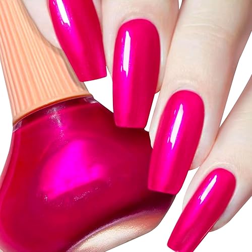 COSMOO Hot Pink Nail Polish, 12ml Quick Dry Nail Lacquer,