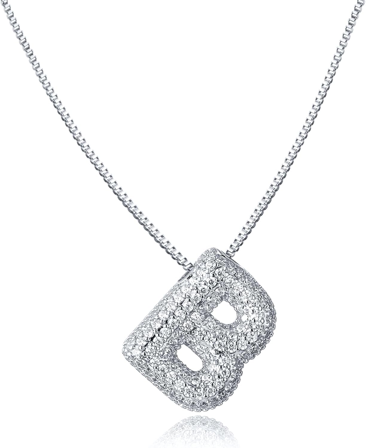 SKQIR Diamond Initial Letter Necklace for Women Bubble Gold Plated Puffy Balloon Alphabet Crystal Zircon Pendant Name Necklace Dainty Charms Trendy Jewelry Gift for Women