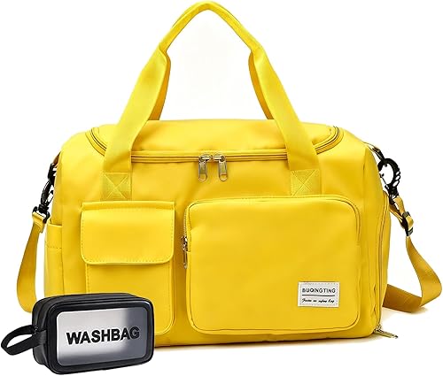 Miniatura 67 de Bolsa de Gimnasio Pequeña para Mujer, Bolsa de Lona de Viaje, Bolsa de Fin de Semana con Compartimento para Zapatos 09#Army Green