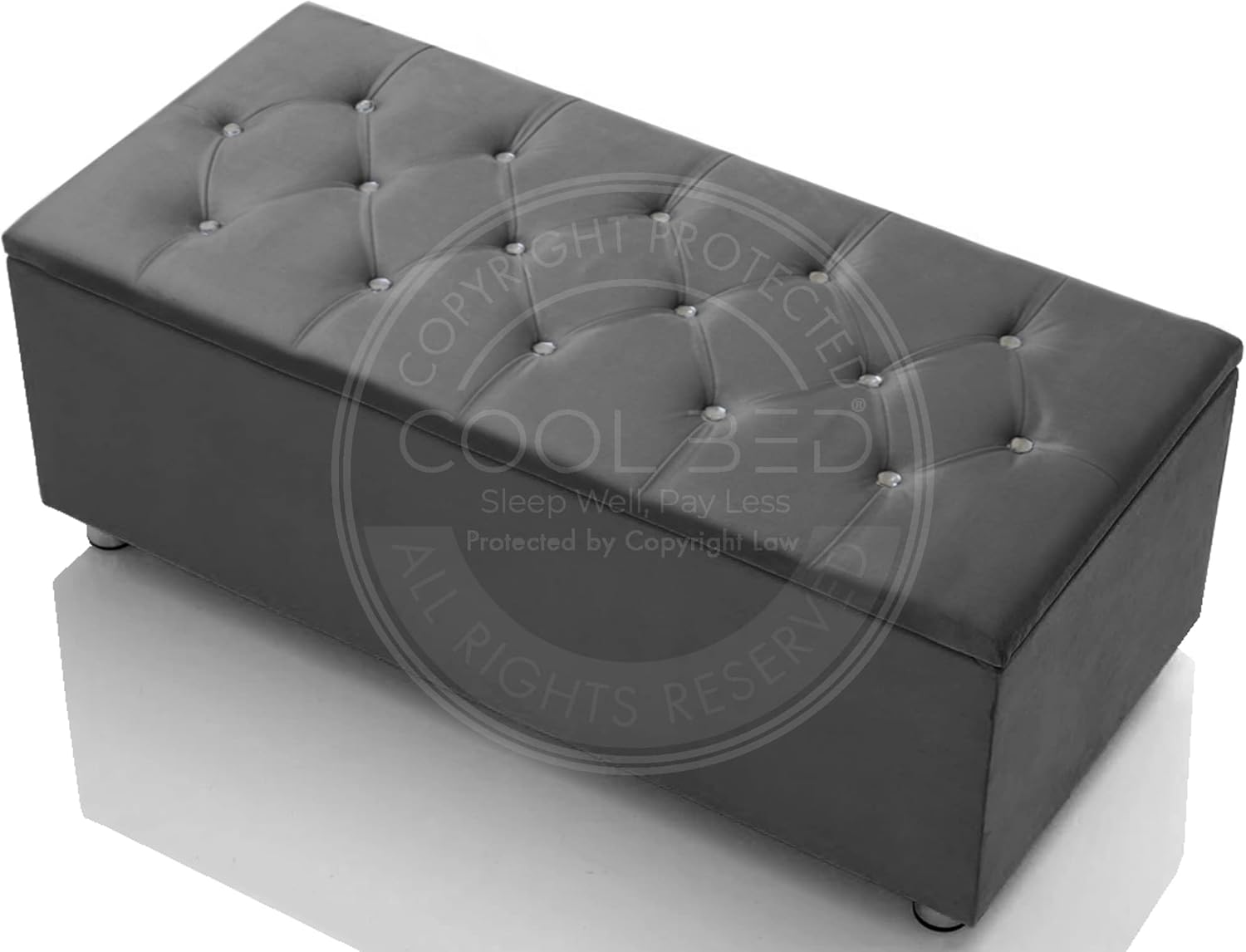 COOL BED Plush Velvet Chesterfield Large Ottoman Storage Box Storage
