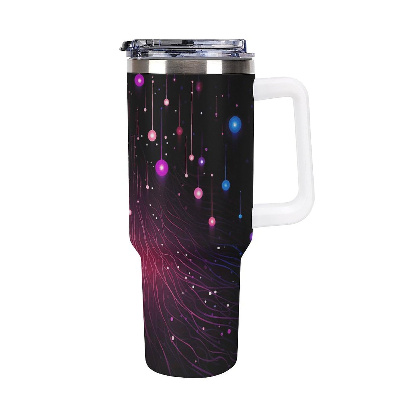 Edelstahl-Thermobecher mit Griff, 1,2 l, violett, elektrisch, Edelstahl, hitzebeständig, auslaufsicher, geeignet für Auto-Becherhalter