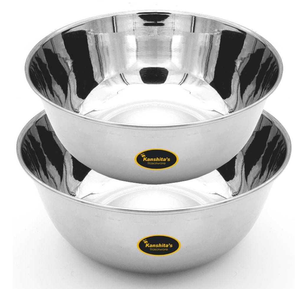 Kanshitas Rasoiware Heavy Guege Stainless Steel Solid Mixing/Serving Bowl (3 Liter and 4 Liter) (B0D9SC9XNJ) Amazon Price History, Amazon Price Tracker