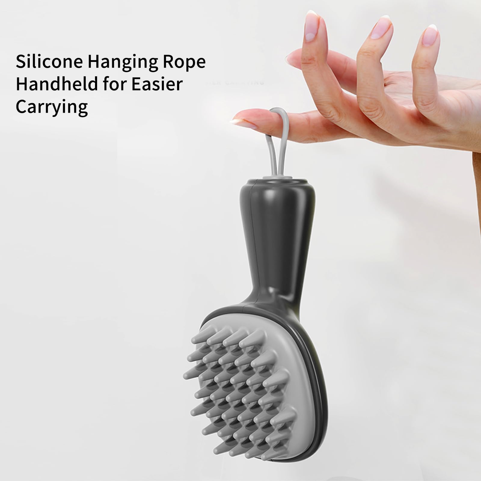 Kopfhautmassagegerät und Peeling, Silikon-Haarschrubber mit langem Griff für Haarwachstum und Schuppenentfernung, Shampoo-Nassbürste und Haarduschkamm (schwarz)