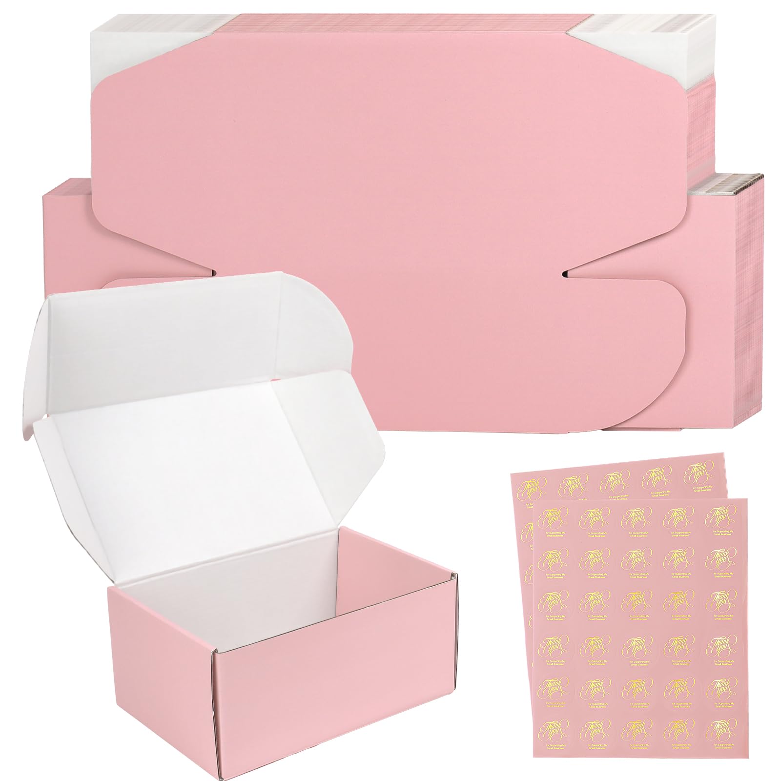 DERZIFUN 9x6x4 Inch Pink Shipping Boxes, 30 Pack Corrugated Packaging Mailer Box, Gradients Shipping Packaging Boxes for Small Business, Recyclable