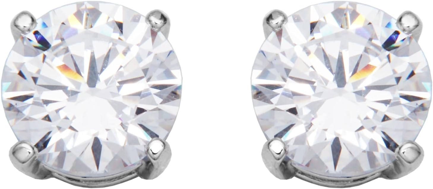 Amazon Essentials Plated Sterling Silver Cubic Zirconia Stud Earrings (Round & Princess) - Image 3