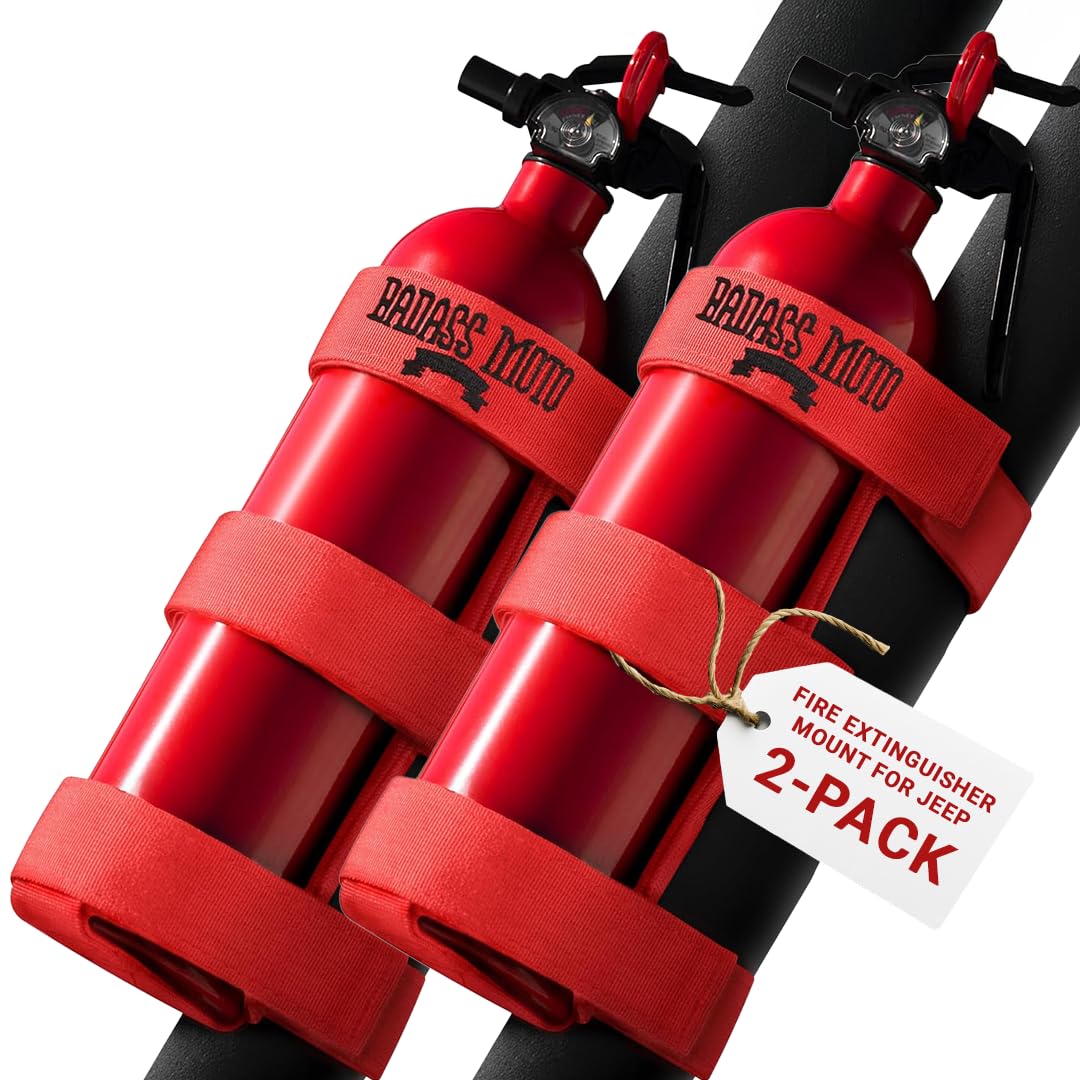 Badass Moto Off Road Fire Extinguisher Mount for Jeep Wrangler, Bronco, Red
