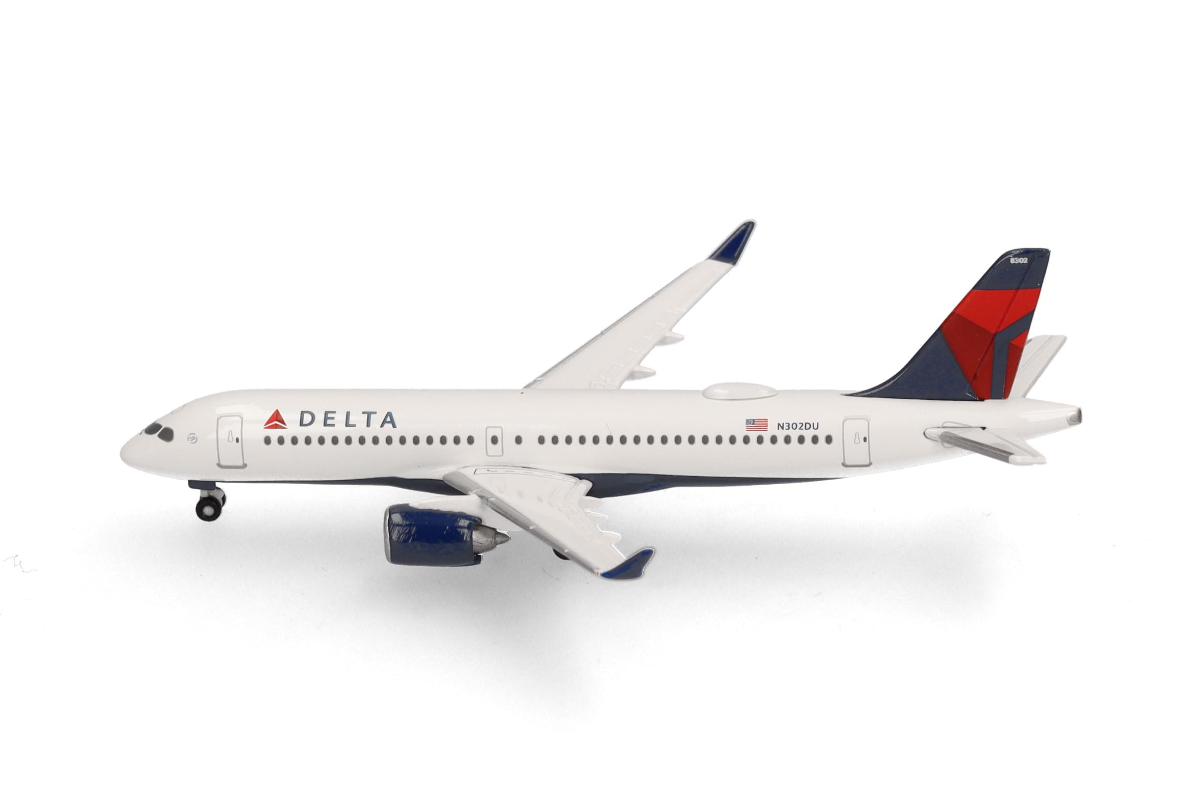 Herpa model samolotu Delta Air Lines Airbus A220-300, skala 1/500, model, egzemplarz kolekcjonerski, bez podstawki, figurka metalowa