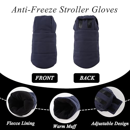 Miniatura 8 de Zsedrut Guantes universales de invierno anticongelante, repelentes al agua, calentador de manos, forro polar, accesorios para cochecito de invierno