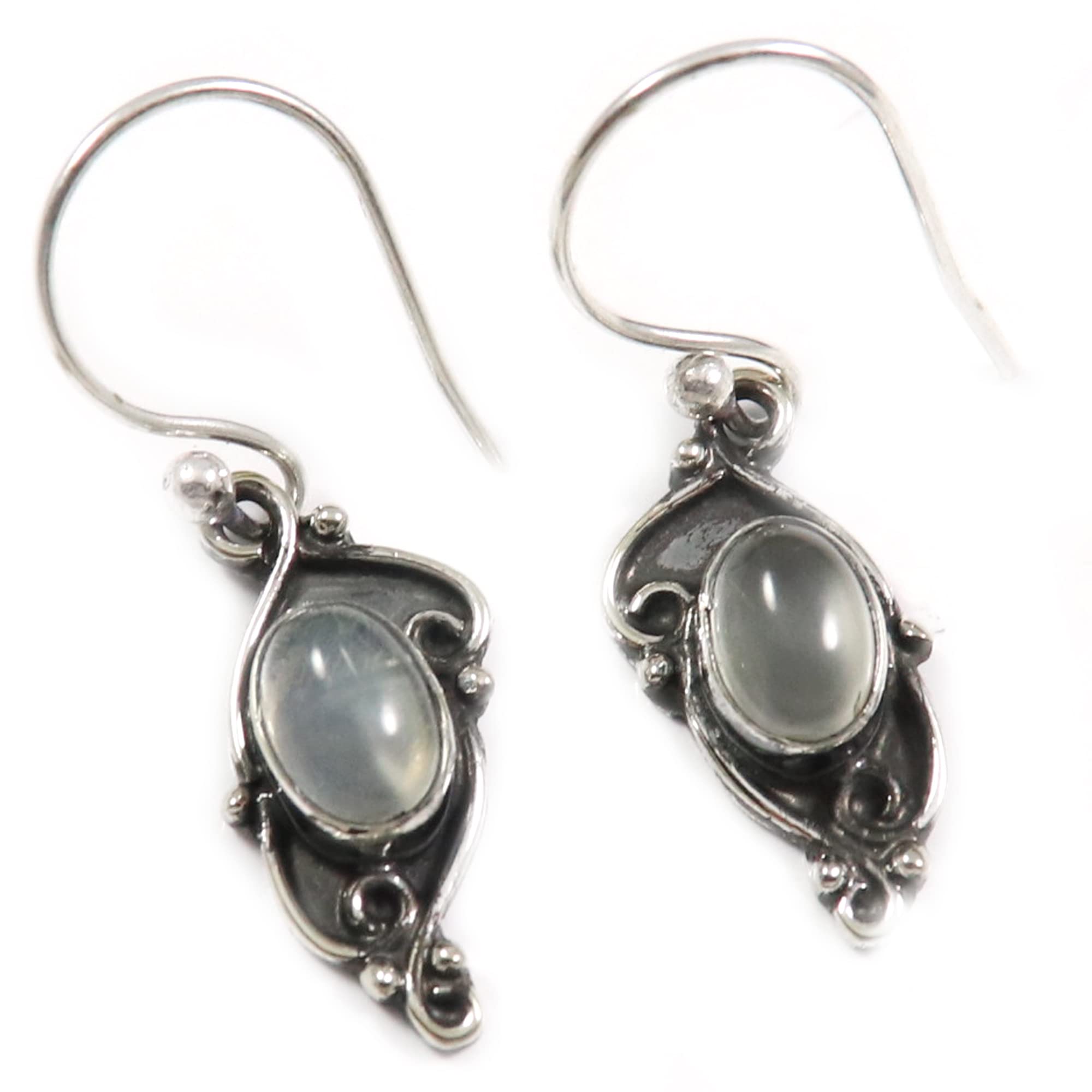 Goyal Crafts Silky Moonstone Natural Gemstone Silver Plated Drop Dangle Earring Jewelry GGTER135F