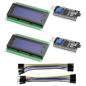 2PCS DC 5V 20X4 Character LCD Display Screen Module 2004 IIC I2C TWI Serial Interface + 8p Male to Female and 8p Female to Female Jumper for Arduino