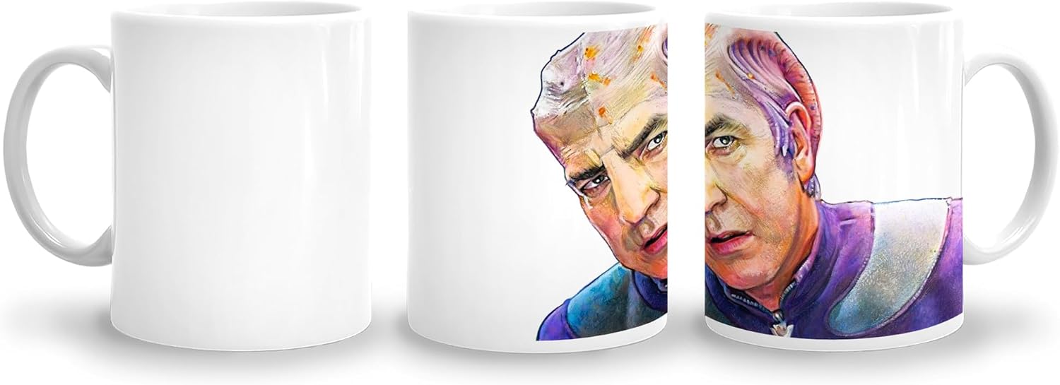 Galaxy Quest By Grabthar's Hammer Funny Coffee Mug, Alan Rickman Fan Art, Trekkie Sci-Fi Comedy Movie Lover Gift, Film Buff Colored Pencil Drawing (15 oz. Ceramic Mug)