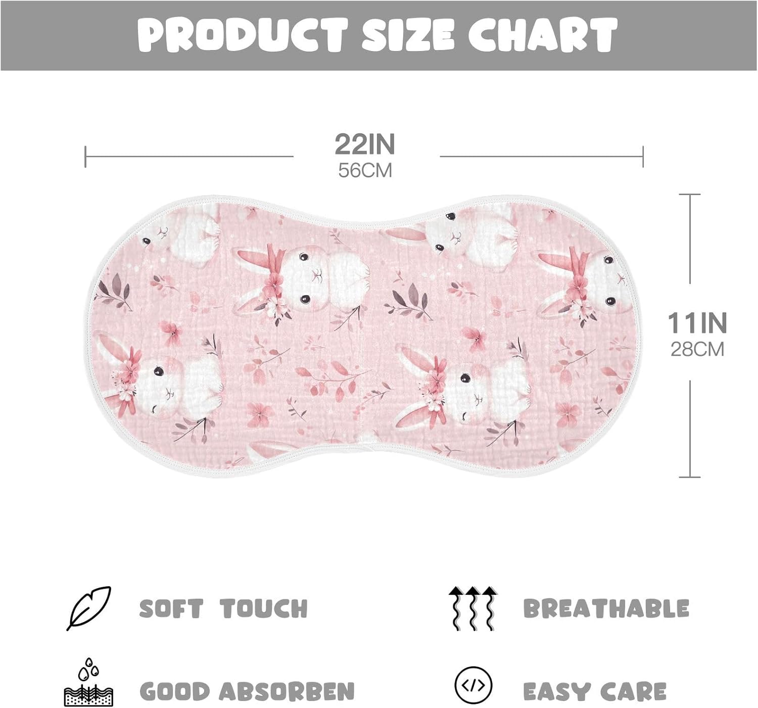 Bow Tie Rabbits Muslin Baby Burp Cloths Feeding Cloths Face Towel Soft and Absorbent Bibs for Newborn Boys Girl- 4 Pack