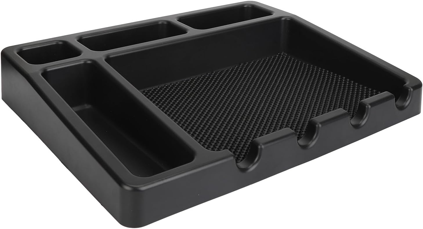 Focket Hair Scissors Storage Box, Large Capacity Multi Grids Anti Slip Design Holds Clippers Scissors Brushes Barber Tool Organizer, Salon Scissor Holder with Removable Anti Slip Mat