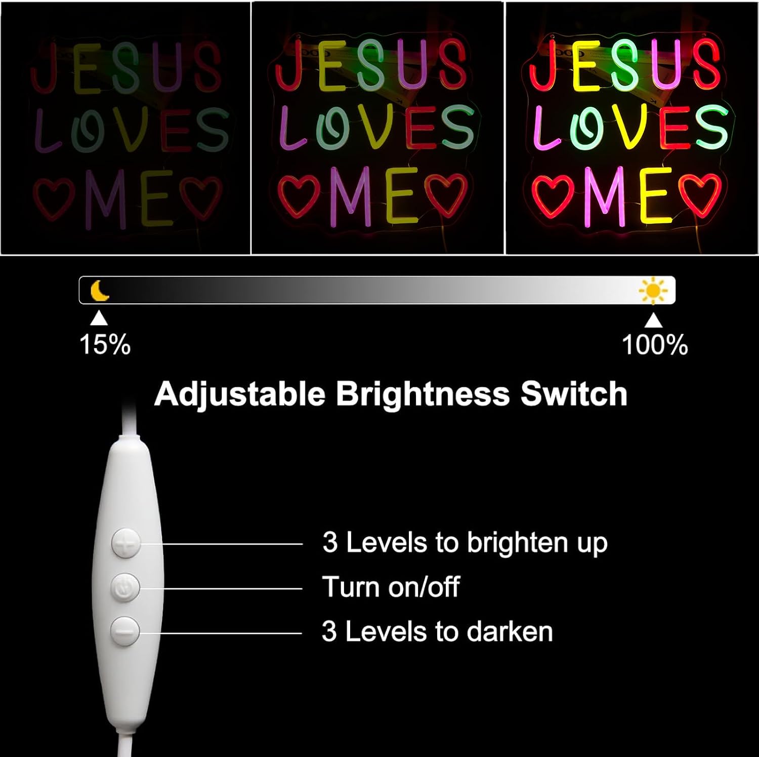 Jesue Loves Me Neon Signs for Wall Decor，Led Neon Light for Bedroom，Bedroom,Christmas Birthday Party Gift