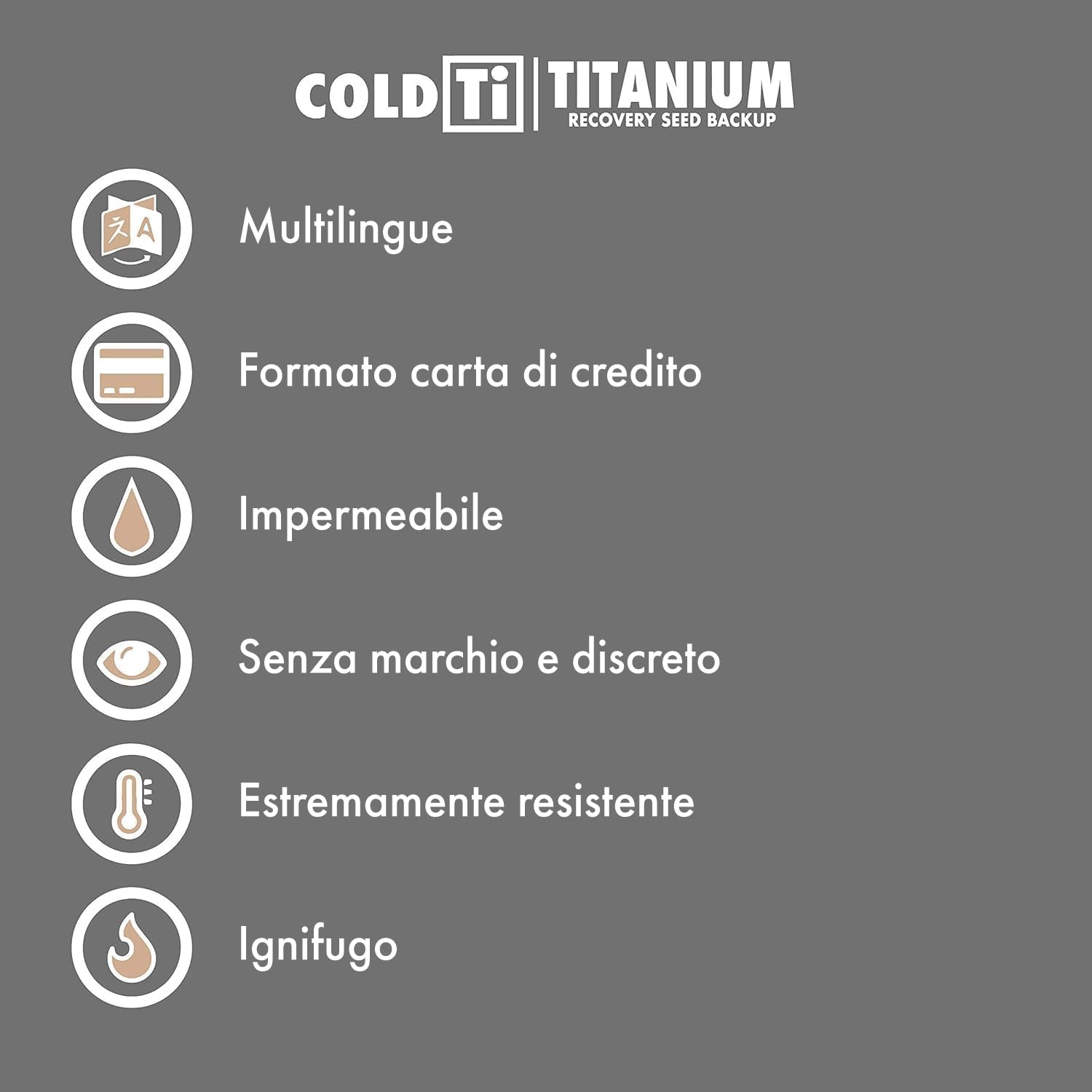 ColdTi - Piastra in Titanio per Seed Phrase Bitcoin (2 Piastre + Lettere + Sigilli) - Archiviazione Sicura per Criptovalute - Compatibile con Ledger, Trezor e Hardware Wallet