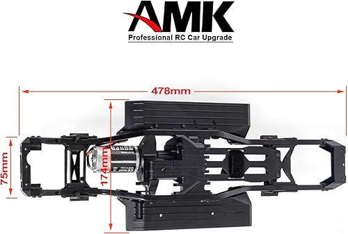 Miniatura 3 de Marco RC 12.323 in distancia entre ejes Marco de chasis de metal con transmisión de 2 velocidades Eje delantero invertido para 110 RC Crawler Axial