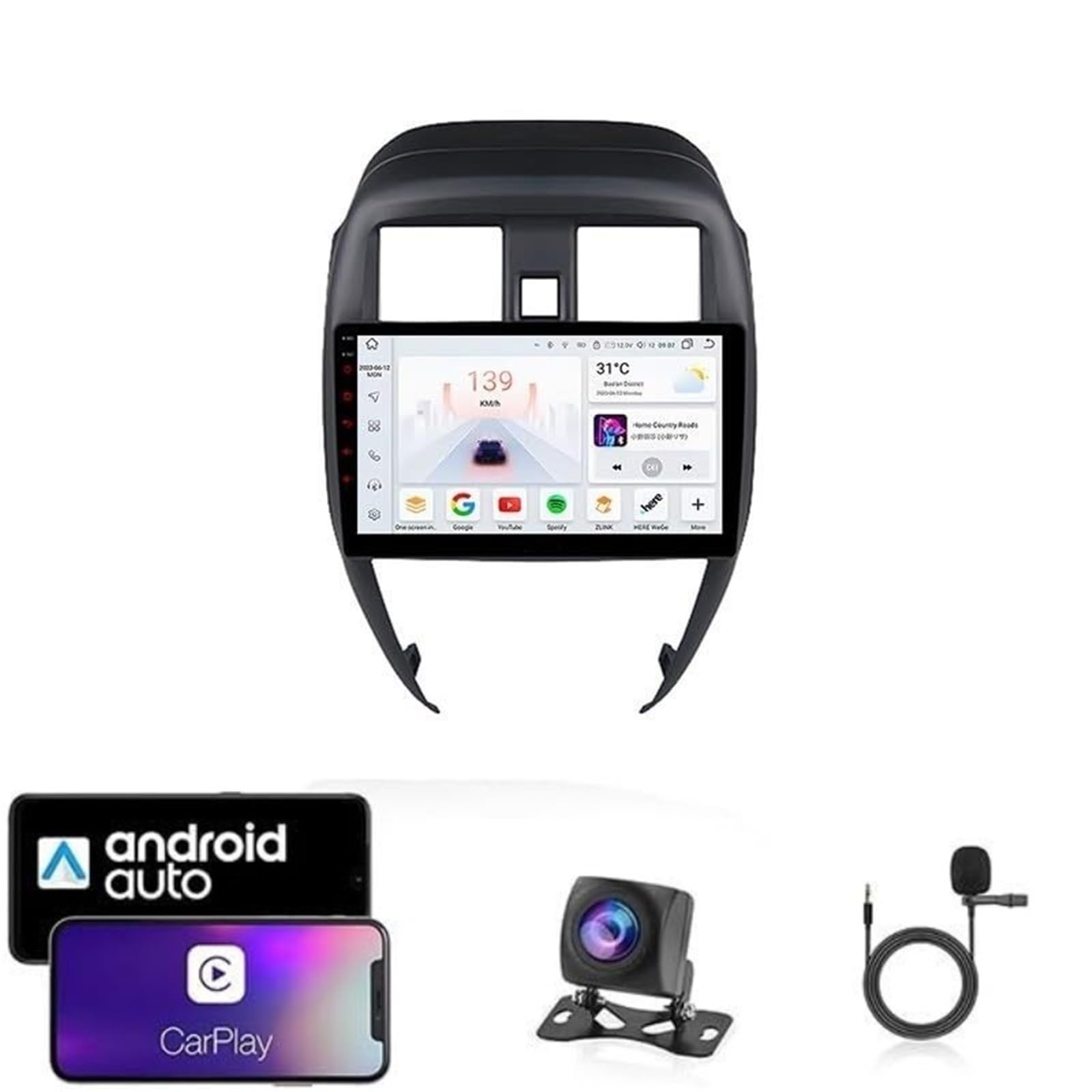 Android 15 Car Stereo for Nissan Sunny 2014-2016 | 9" Touch Screen | CarPlay/Android Auto | GPS Navigation | 4G LTE & WiFi | Plug & Play | Bluetooth 5.0 | Steering Wheel Control