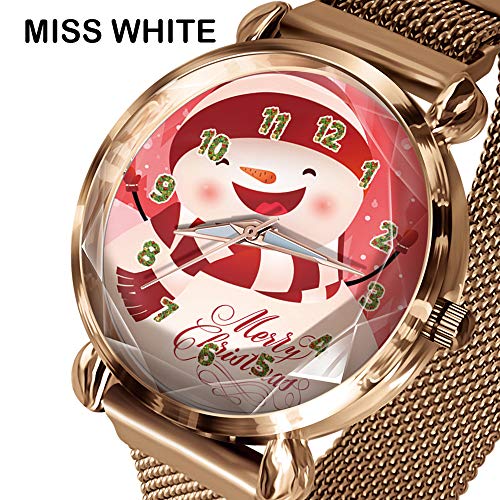Ajcoflt Christmas Eve Letters Festive Fashion Student Feminino Trend Fecho magnético Relógio Gold Sh