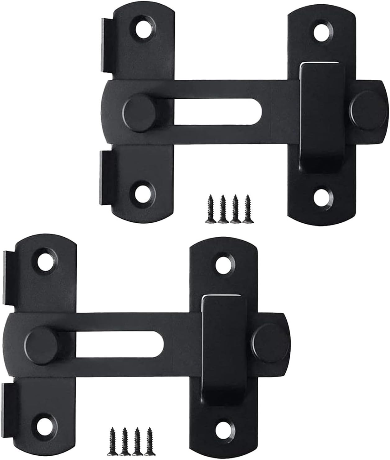 4-Inch​​ Black Barn Door Lock Sliding Cat Door Latch with Easy Installation, Rust & Scratch-Resistant,Door Latches Hardware for Barn,Screen,Bathroom,Garage, Cabinet (1 Pack)