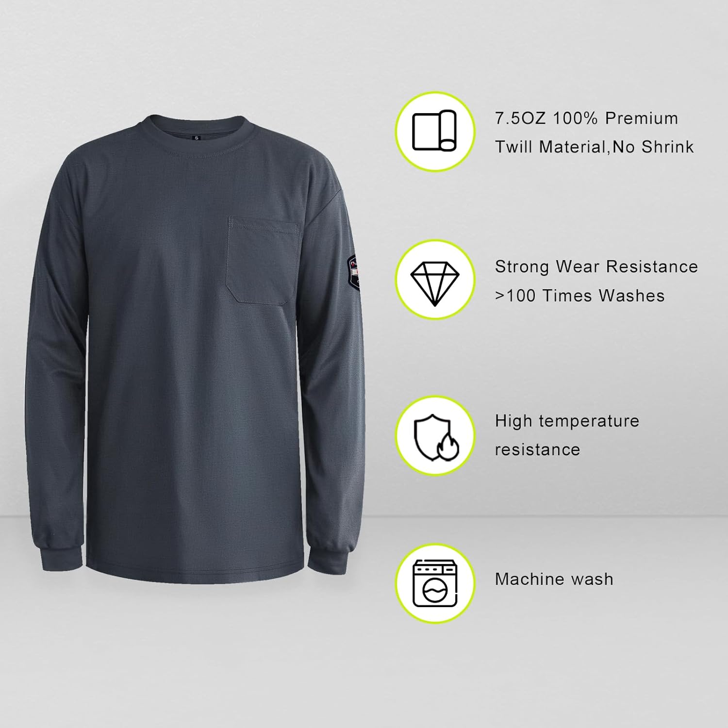 FR Shirts for Men 7.5OZ Welding Shirt, 100% C Flame Resistant Welding Jacket, Men's... - Image 3