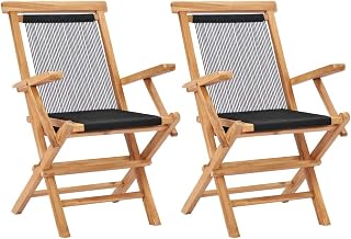 Festnight Sillas de Jardín Plegables Sillas Plegables Madera 2 uds Madera Maciza de Teca y Cuerda 56 x 62 x 90 cm