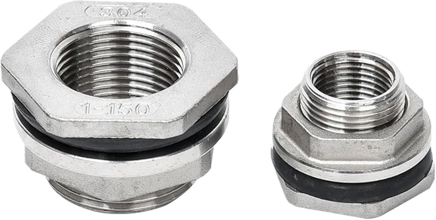 1pc 1/2" 3/4" 1" 2" BSPT Female 316L 304 Stainless Steel Bulkhead Pipe Fitting Connector Coupler Water Tank Hole Drainer(316 stainless steel,2")