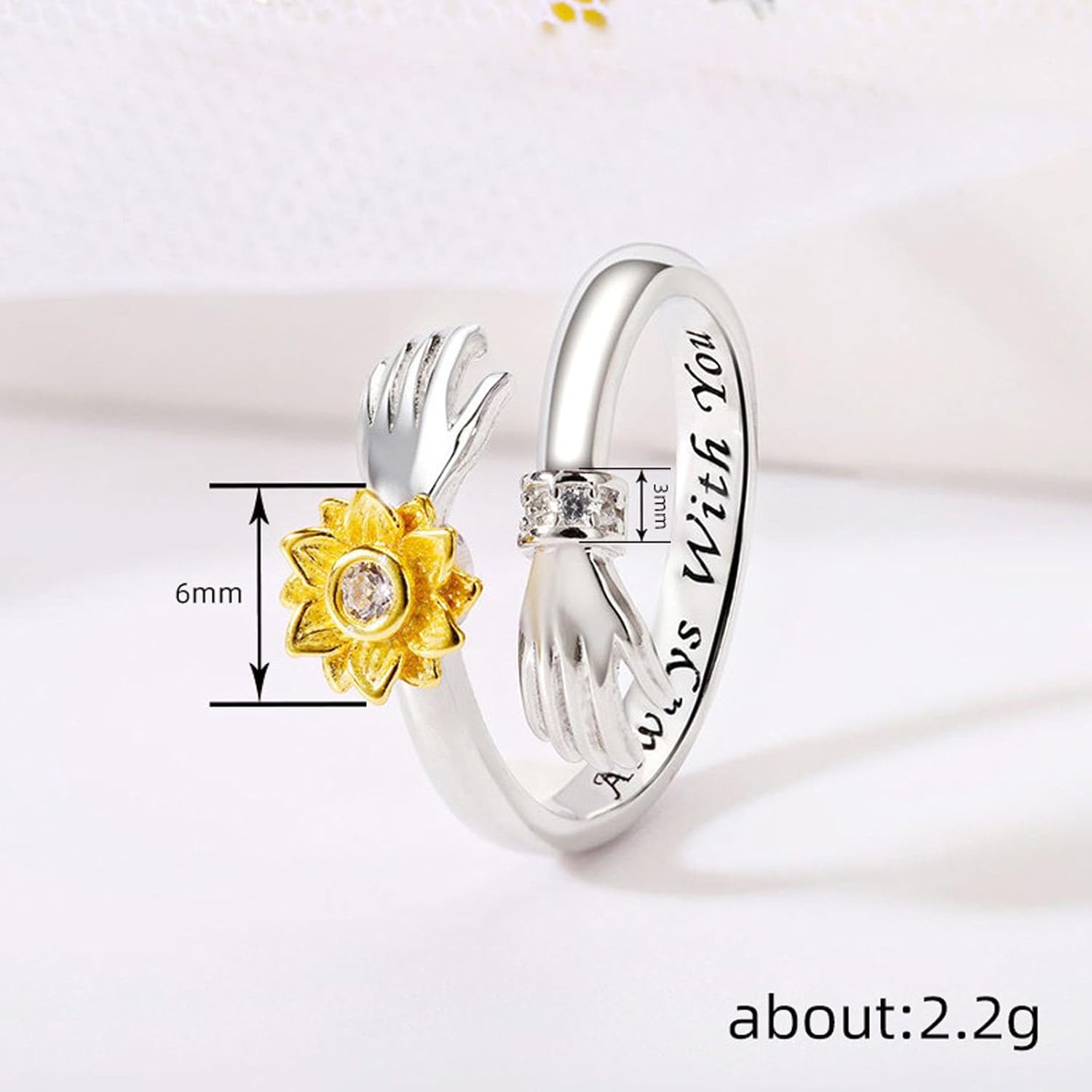 Hug Rings for Women Silver Hug Rings from Heaven Always with You Hope Rings with Card Silver Open Adjustable Inspirational Jewelry Birthday Gifts - Image 6