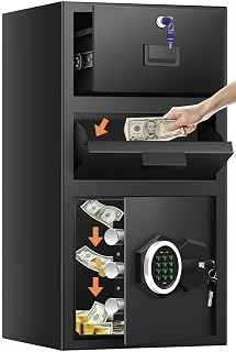 5.6 Cuft Large Drop Safe Box for Business, Anti-theft Money Safe with Quick Place Drop Slot, Digital Keypad, Spare Key, Heavy-duty Cash Depository Safes for Commercial Business Bars Retail Office Home