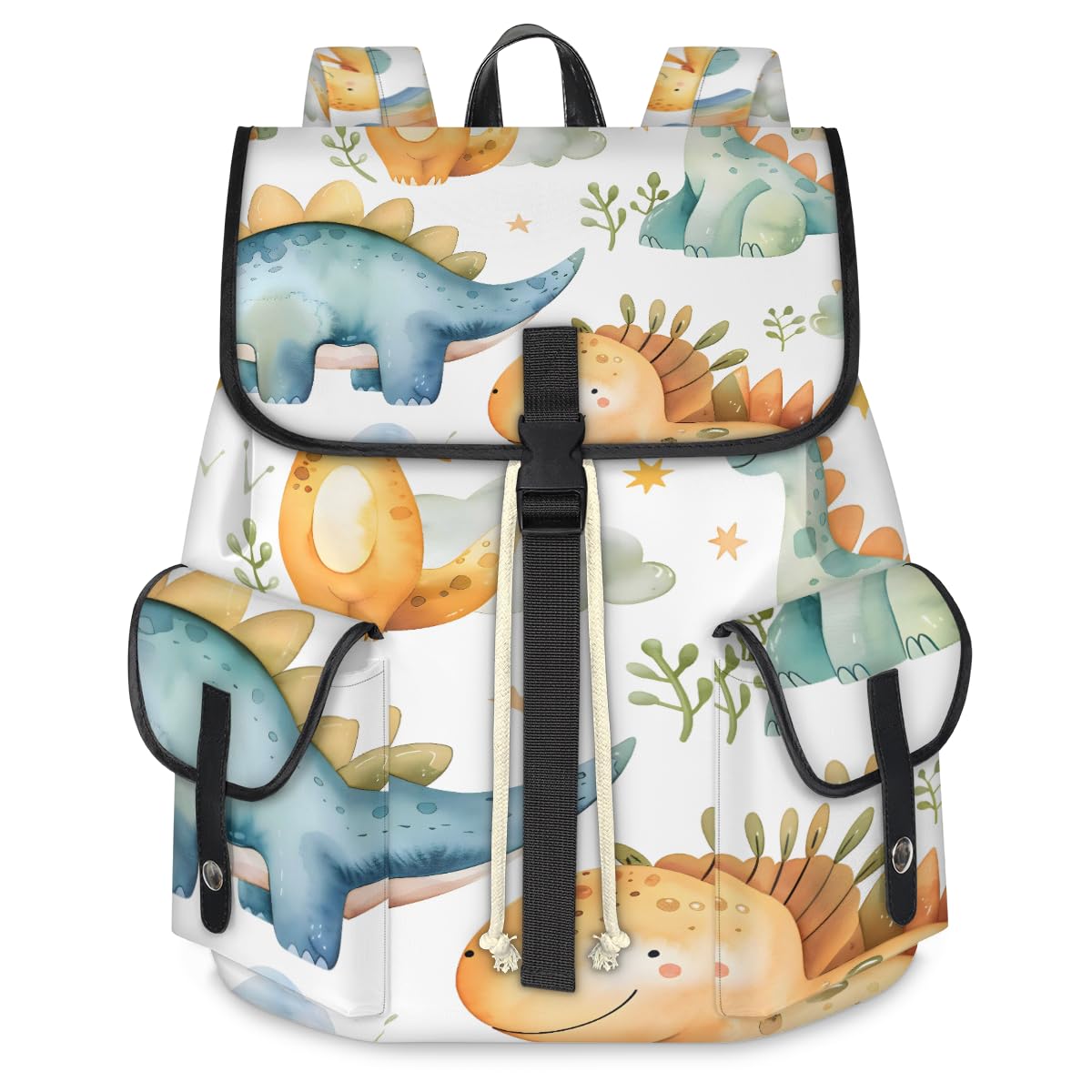 Rainbow Dinosaur Travel Laptop Backpack for Women Men Large Capacity Waterproof 15 Inch Computer Drawstring Nurse Casual Daypack for Travel Sports