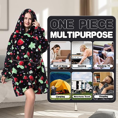 Oversized Blanket Hoodie, Adult Women Sherpa Fleece Wearable Blanket Warm and Cozy Giant Hooded Blanket Fluffy Sweatshirt for Women and Men - Image 3