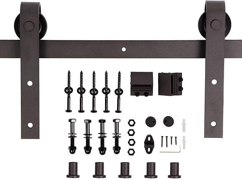 Miniatura 4 de K Series - Puerta corrediza de madera anudada de granero con kit de herramientas (36 x 84 pulgadas, ébano) Serie K de 24 pulgadas30 pulgadas36