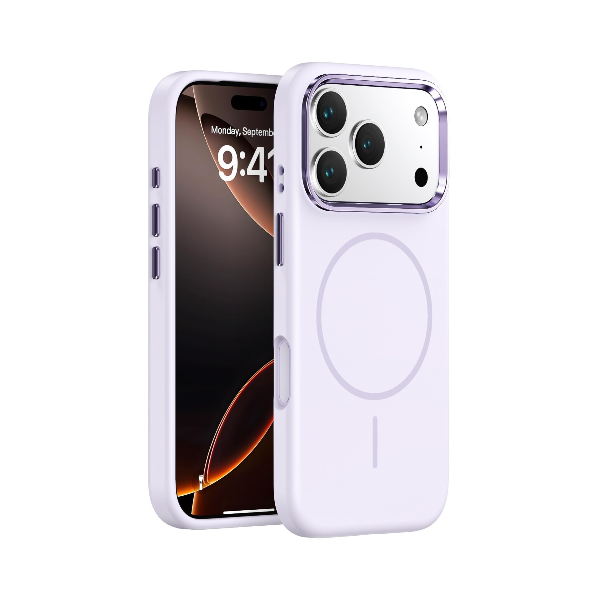 Generico Custodia Per Iphone 17/17 Pro/17 Pro Max/17 Air, Antiscivolo Morbido Silicone Liquido Case Protettiva Lenti Struttura Cover(Purple,17)