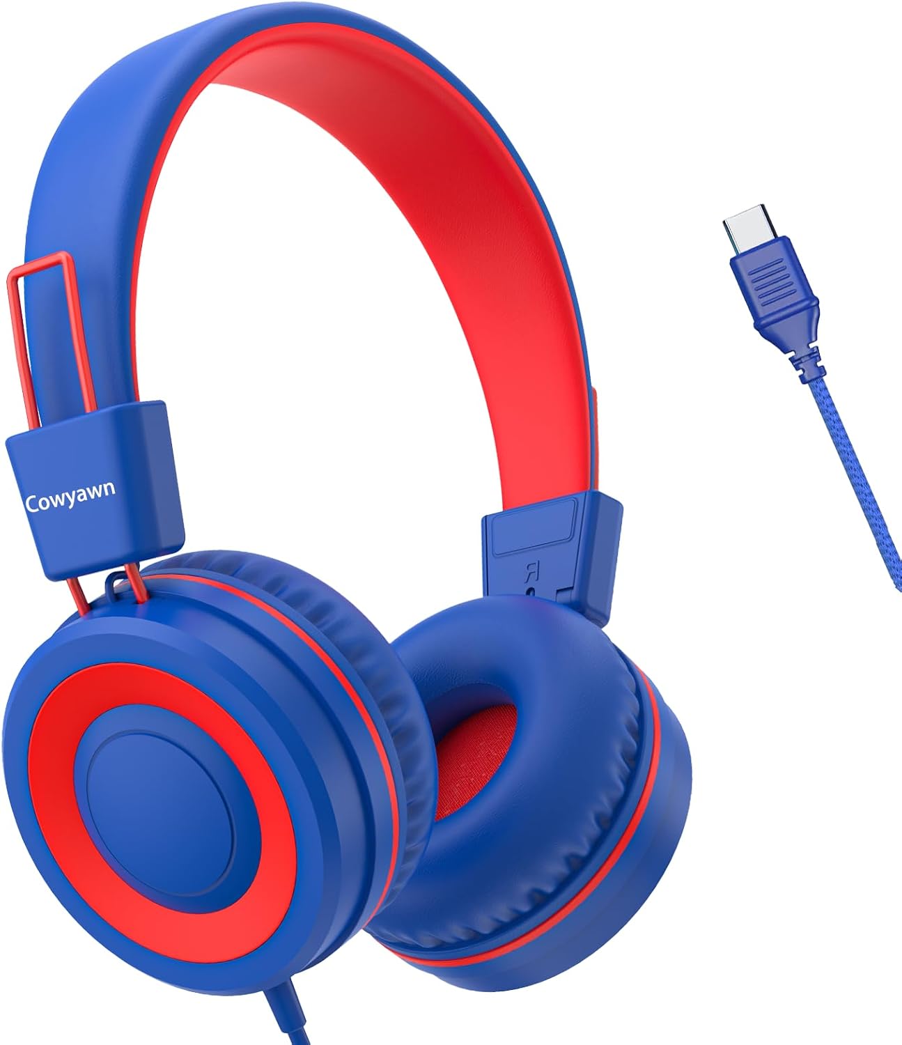USB Type C Kids Headphones for School, Wired Toddler Headphones, 94dB Volume Limited, HD Stereo Sound, Foldable Lightweight On-Ear Wired Headphones for Kids/Children/Teens/Boys/Girls/Travel