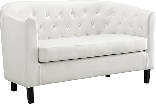 Miniatura 6 de Naomi Home Barrel - Sofá biplaza de piel sintética con botones, moderno sofá de piel sintética de 2 plazas, sofás de dos plazas pequeños para