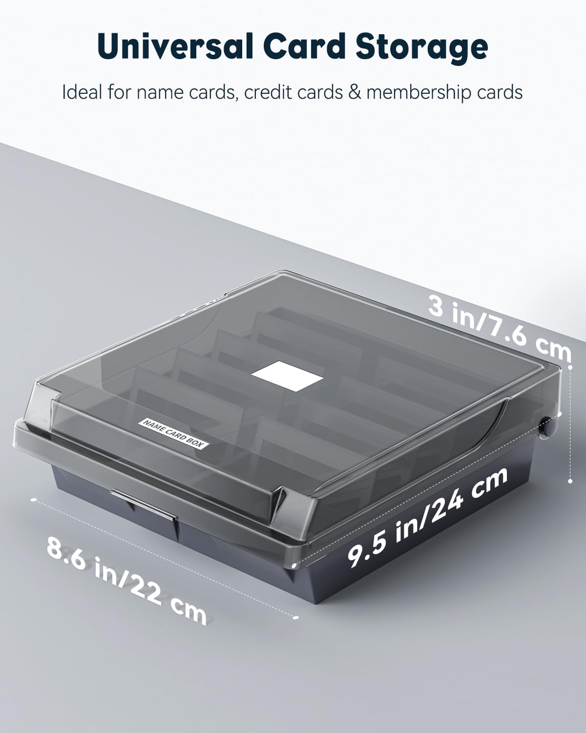 Uniclife Porte-cartes de visite en plastique pour bureau avec couvercle, séparateurs et onglets alphabétiques, porte-fiches de bureau, capacité de 1000 cartes