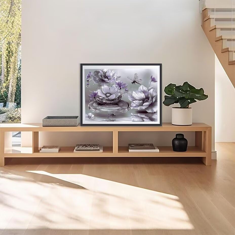 Diamond painting fleurs violettes 5D grand format 60x80cm - 3
