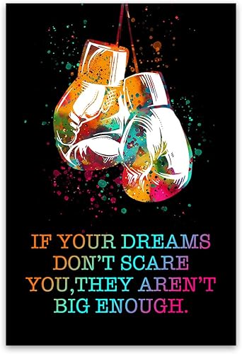 Póster con cita inspiradora de boxeo, If Your Dreamsdon't Scareyou.They Aren'Tbig Enough, arte de pared con citas motivacionales, guantes de boxeo,