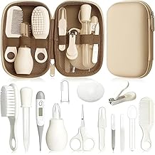 Baby Healthcare and Grooming Kit for Newborn Kids, 14PCS Upgraded Safety Baby Care Kit, Newborn Nursery Health Care Set, Baby Care Product Beige, White