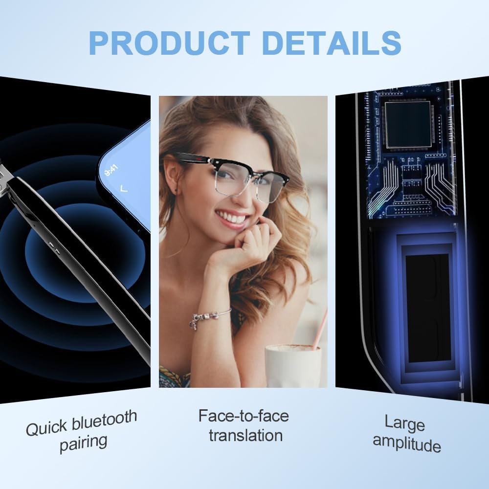 Lunettes intelligentes AI avec traduction en temps réel - Bluetooth avec plus de 110 langues, AI multifonction pour femmes et hommes (blanc)
