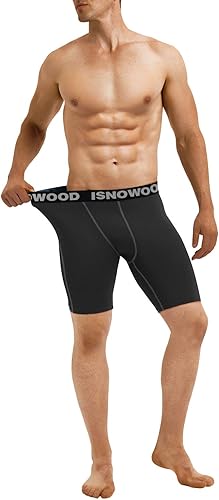 Miniatura 5 de Isnowood - Pantalones cortos de compresión para hombre, ropa interior atlética de elastano, para ejercicio, correr