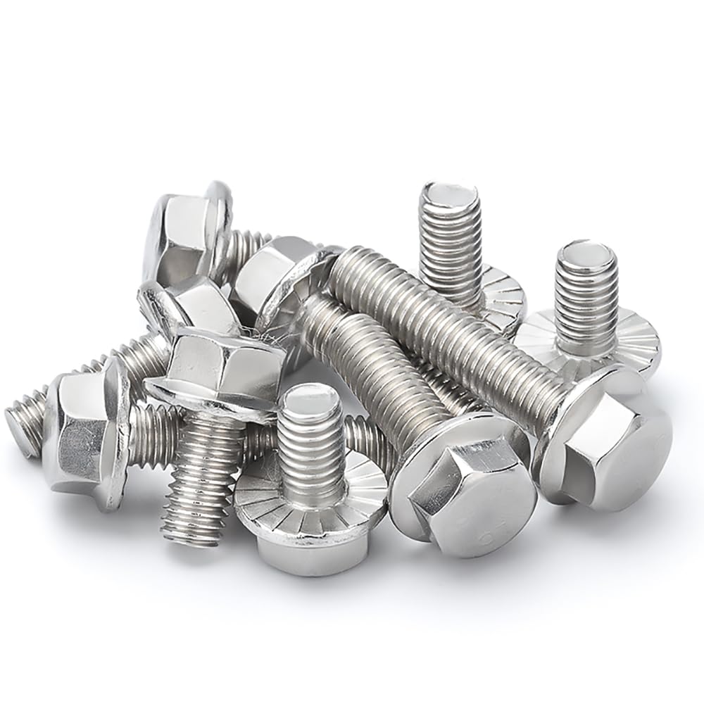 10 pezzi M5 M6 M8 M10 M12 A2-70 Acciaio inossidabile 304 GB5787 Testa esagonale con flangia seghettata Vite Rondella Bullone a testa(25mm,M10 x10pcs)