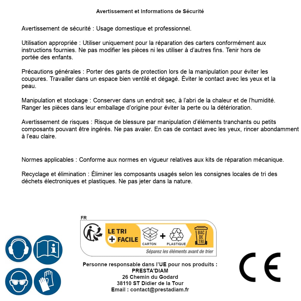 Kit de reparación para carcasas de 114 unidades, completo y versátil, reparación fácil y duradera, D-Work