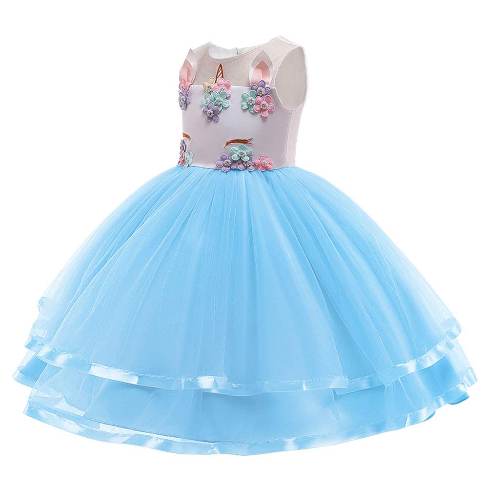 URAQT Vestito da principessa, da bambina, per cosplay, carnevale, feste, matrimoni, principessa, con collana e fascia