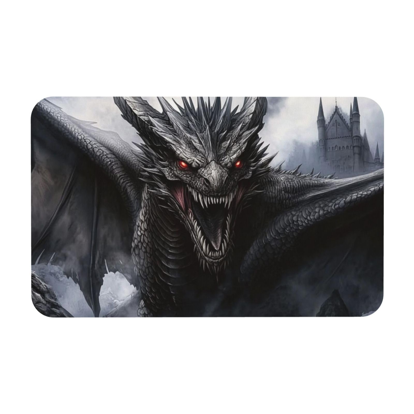 Tapis de bienvenue dragon 3D antidérapant et lavable d'intérieur extérieur 50x80cm