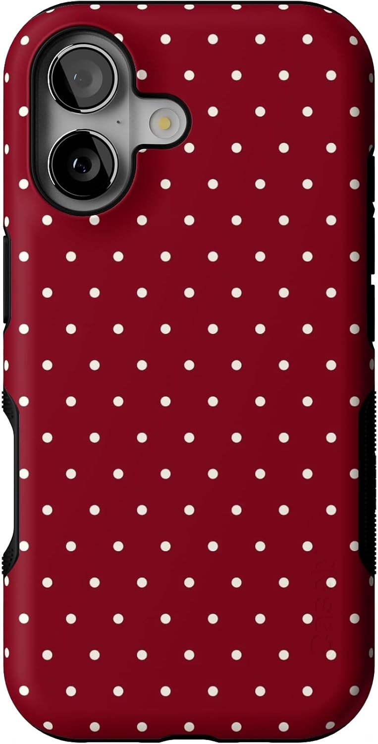 Casely iPhone 17 Case | On the Dot | Maroon Polka Dot | Bold Protective Design | MagSafe Compatible Design